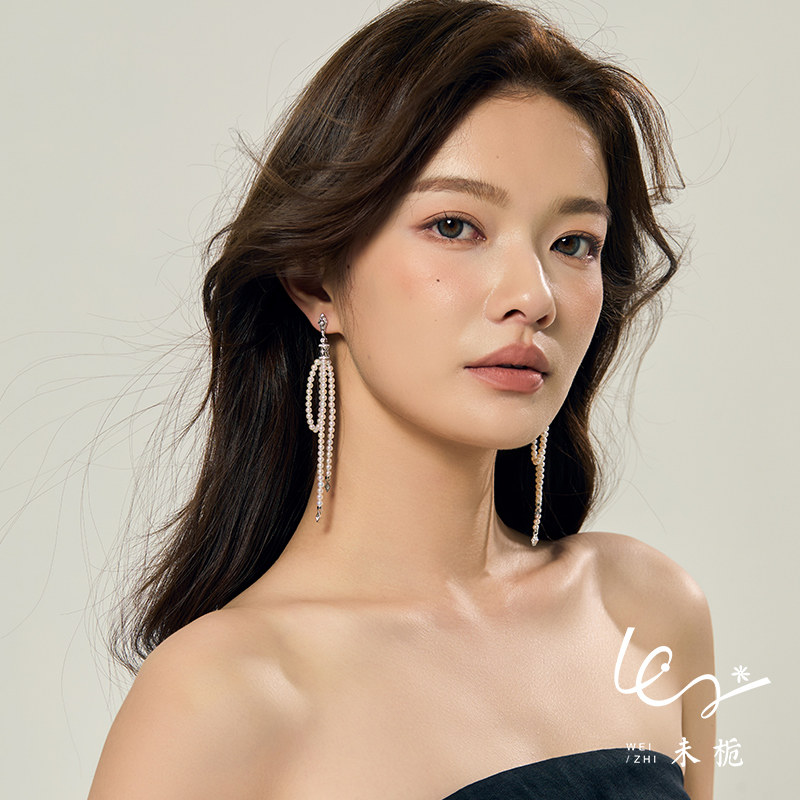 【曳光】未栀 天然淡水极光珍珠流苏耳链女S925纯银耳环耳饰复古,珠宝/钻石/翡翠,耳饰,淘宝优惠券,粉丝福利购,淘宝优惠卷