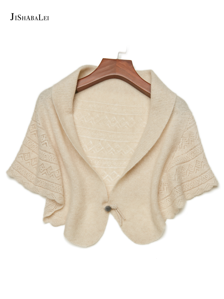 意客定制羊绒披肩三角镂空围巾女春秋冬季空调房外搭保暖百搭优雅