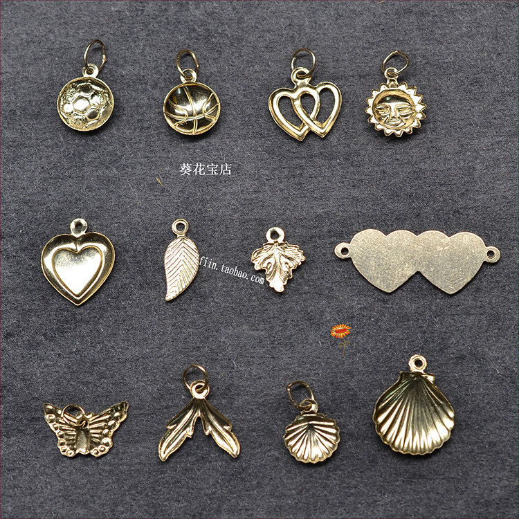 조개 나뭇잎 나비 태양이있는 미국 14K 골드 작은 펜던트 14K 골드 작은 펜던트 DIY 쥬얼리