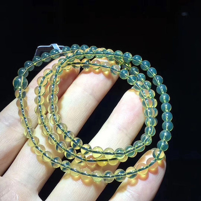 天然墨西哥蓝珀108颗佛珠蜜蜡琥珀佛珠手链净水无瑕4mm