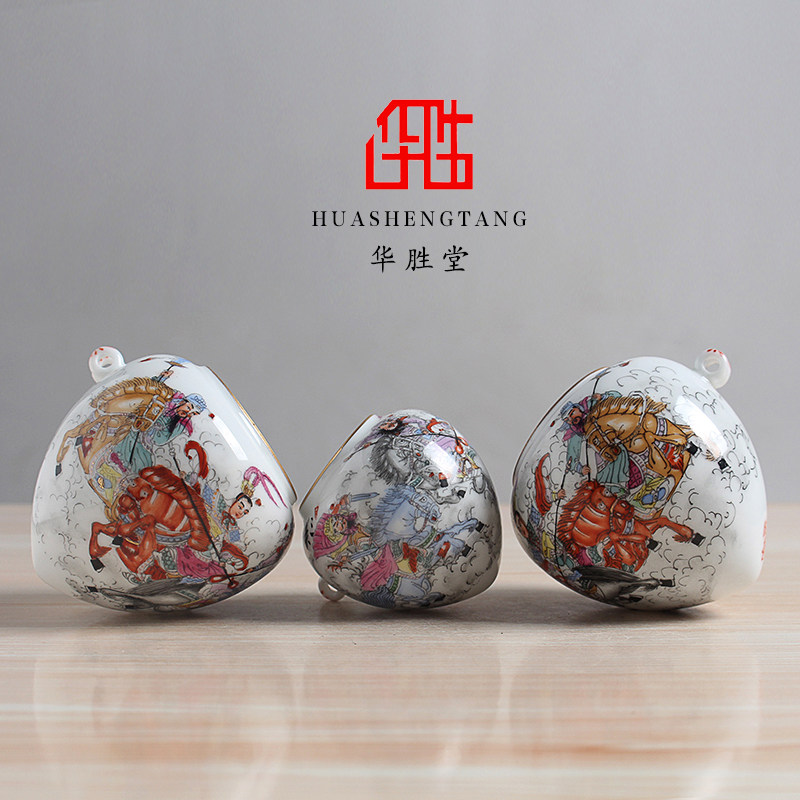 景德镇手绘三英吕布画眉缸鸟食罐