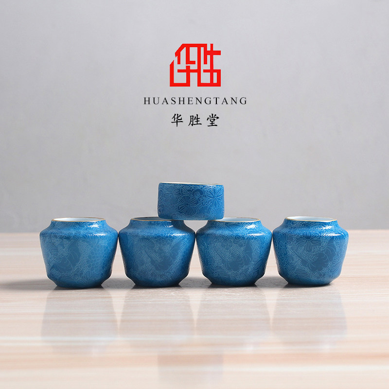 华胜堂景德镇手绘轧道配件鸟食罐