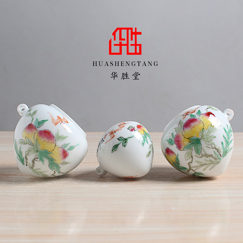 华胜堂手绘图中鸡心画眉鸟食罐