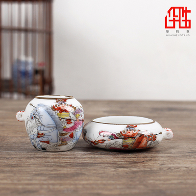 景德镇手绘三国演义金口鸟笼配件