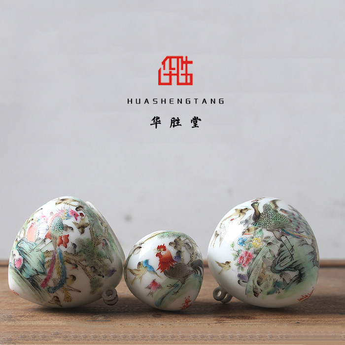 华胜堂 景德镇手绘百鸟朝凤精品鸡心罐鸟食罐画眉缸 鸟笼配件