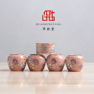 华胜堂 景德镇手绘凤尾草皮球花描金小鸟杯鸟食罐 鸟笼配件