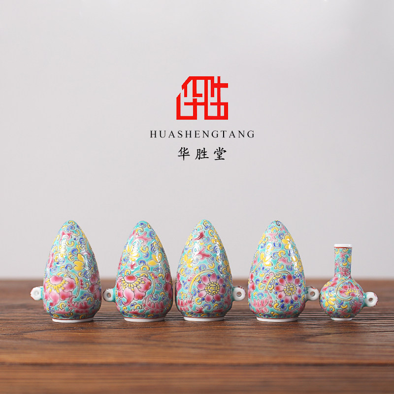景德镇手绘白花子弹头鸟笼配件