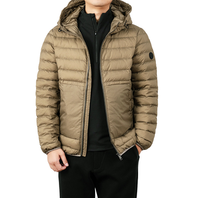 冬季玛汀密可柔20D 认证90鹅绒 轻量薄款连帽纯色休闲羽绒服男式