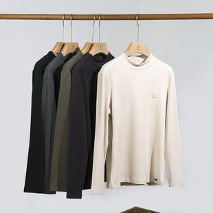 秋冬TF 新面料新色纯色亲肤超细绒厚合身半高领长袖T恤打底衫男