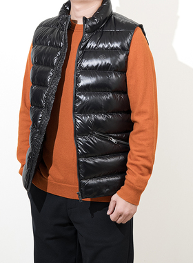 25秋冬玛汀 Maya同款三防 中厚90鹅绒黑色拉链立领羽绒马甲背心男