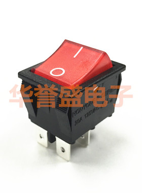台湾产 进口船型 翘板开关 R-4-210-C5L-BR 4脚2档 带红色灯 16A