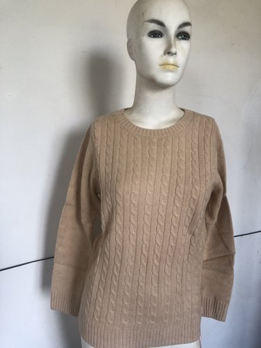 清仓价米色圆领加厚绞花女羊毛衫羊绒衫100%全羊毛