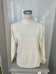 西蒙阿曼奇白色半高领修身女羊毛衫羊绒衫打底衫100%全羊毛衫