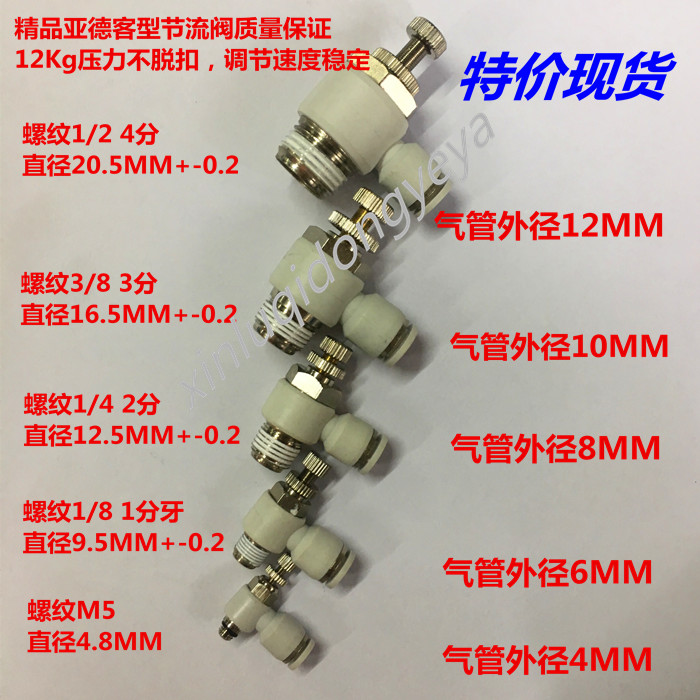 气动接头调速单向节流阀
