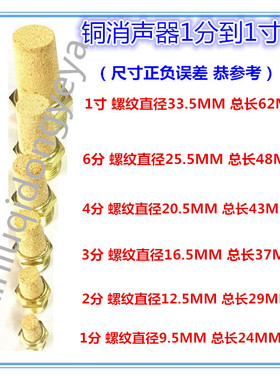 气动元件电磁阀配件铜消声器BSL-01-02-03-04-06-10/1分2/3/4/6/1