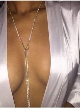 欧美时尚项链 波西米亚多层水晶海滩颈链 女士Y形流苏爪链项链