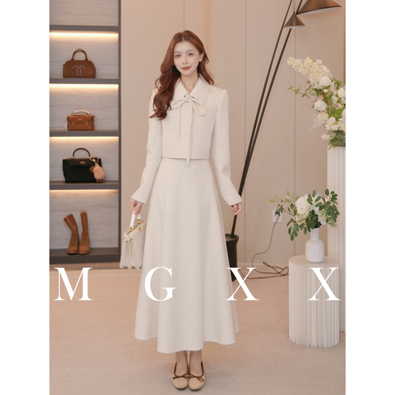 MG小象【富家千金】显瘦气质毛呢外套+半裙两件套 M825X16831
