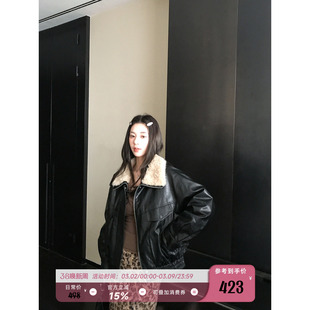 MG小象  曼哈顿’复古油蜡90羽绒皮衣外套女冬季保暖毛领夹克上衣