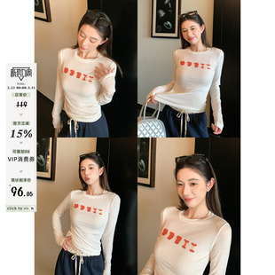 莱赛尔印花T恤女春显瘦修身 apple露丝同款 上衣 lucky MG小象