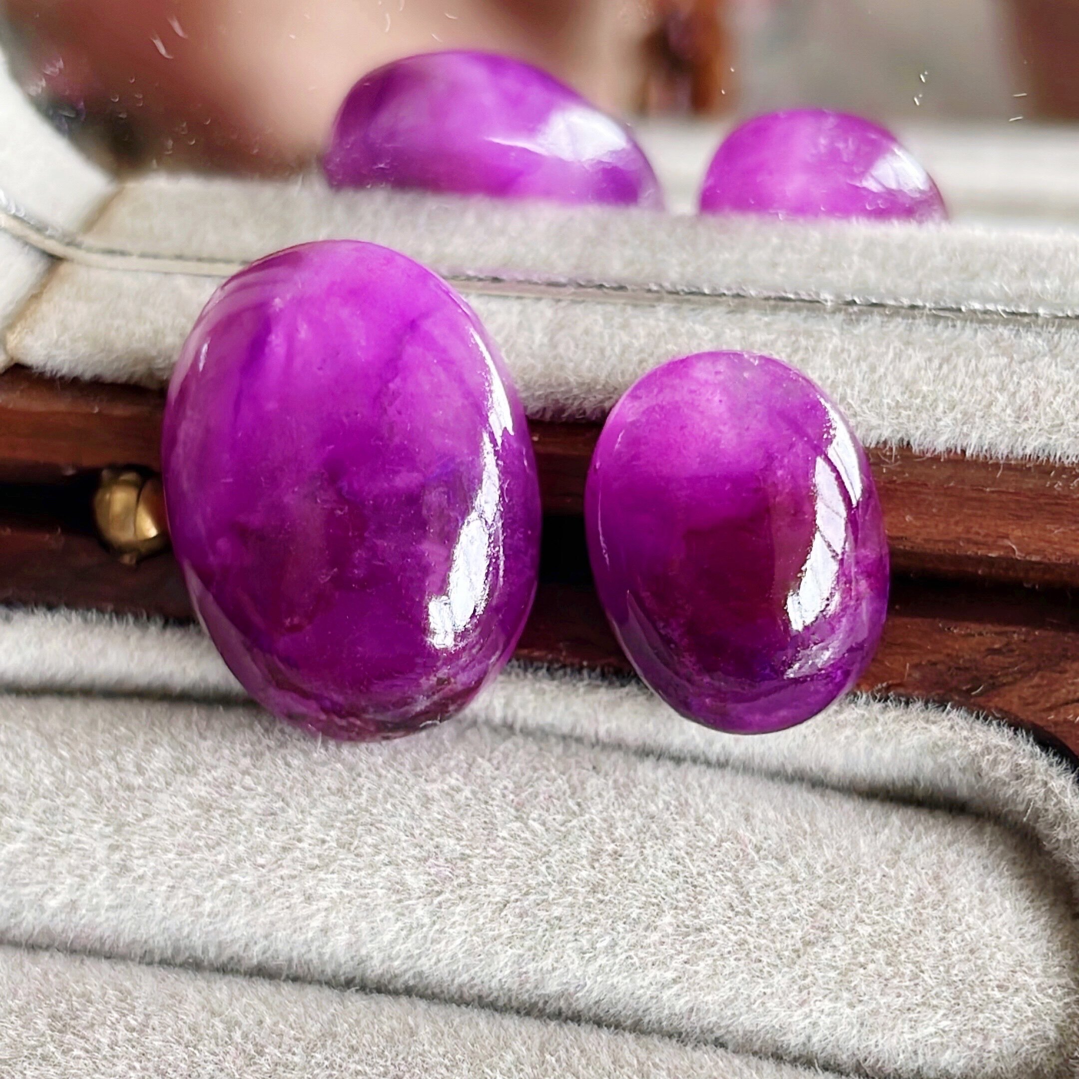 玺玲珑 果酱红舒俱来吊坠戒面 天然果冻紫红舒俱徕裸石老料