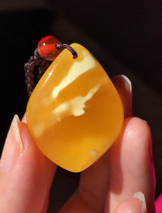 【玺玲珑】蜜蜡 l 天然自然氧化金绞白蜜蜡吊坠无优化菱形证书