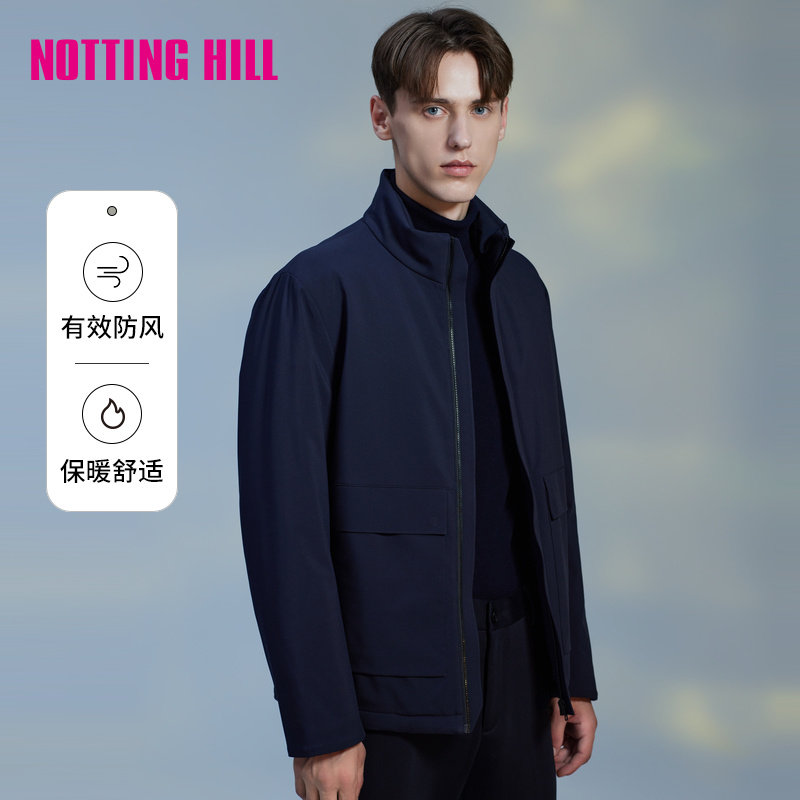 诺丁山棉服男立领藏蓝色保暖商务中年高级感秋冬外套NJ820010