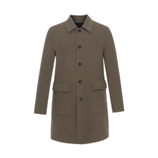 诺丁山纯羊毛大衣男棕色高级商务时尚修身款男士正装外套NI800060