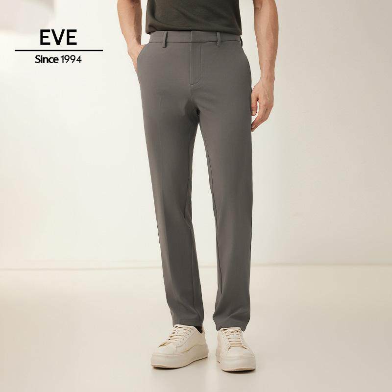 依文2025春夏新款休闲时尚纯色微弹裤子男直筒潮流长裤