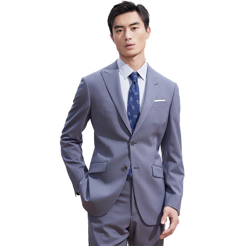 依文男士正装西装外套羊毛修身套装上衣春夏高档感西服EA530282
