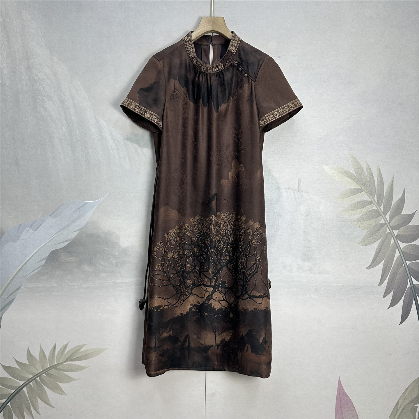 满分桑蚕丝花罗香云纱连衣裙女25