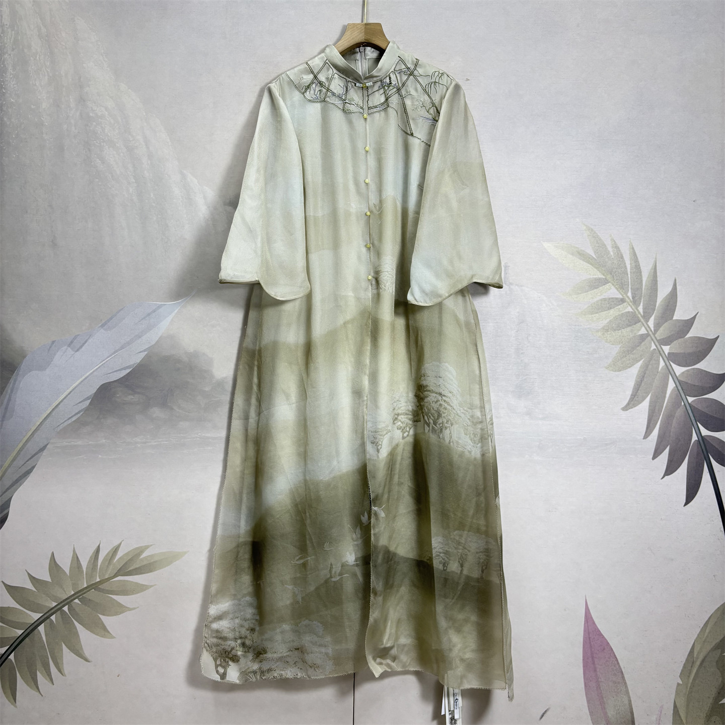 复古重工绣花双层真丝气质仙女裙
