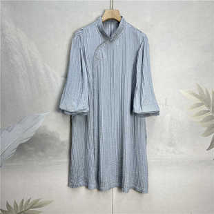 专柜~重磅桑蚕丝复古二大衫衬衫女25夏季中长款真丝开衫上衣女