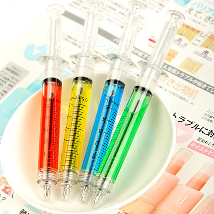 针管笔奖品针筒文具学生创意注射器0.7mm塑料蓝色黑色圆珠笔