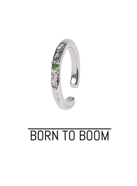 BORN TO BOOM 山中宝藏 小绿点自然石纹可调节码男女纯银耳挂戒指