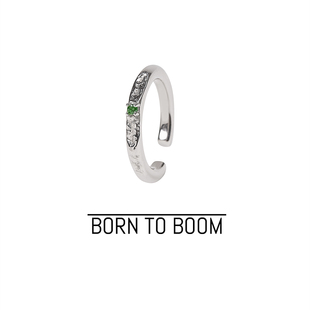 小绿点自然石纹可调节码 BORN 山中宝藏 BOOM 男女纯银耳挂戒指