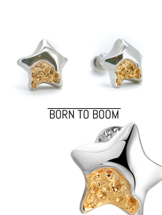 宝藏纯银耳钉 BORN 星星 BOOM 许愿流星矿石肌理男生女生礼物