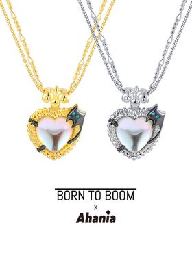 明星款|BORN TO BOOM X Ahania周雨彤中古风猫咪心形月光石银项链