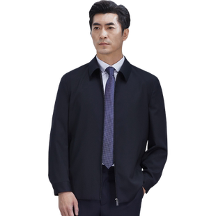 红都100精纺羊毛夹克商务正装上班开会翻领袖口系扣中年男装外套