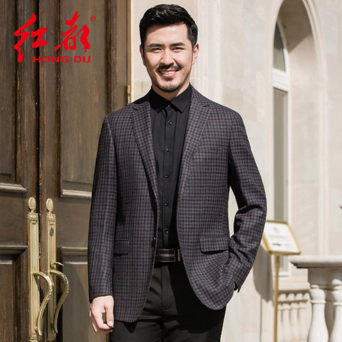 西服春季新款深灰西装羊毛单西
