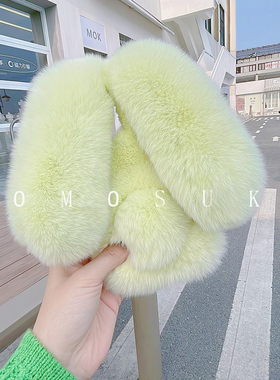 MOMO SUKI 原创新款秋冬ins风斜跨高级獭兔毛茸奶绿皮草毛毛手机壳适用iPhone17Promax/16Pro/14/15保护套