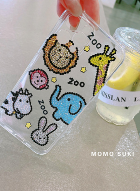 MOMO SUKI*原创可爱奢华水钻手机壳适用iPhone16Promax苹果15Pro创意卡通14/13透明保护软壳