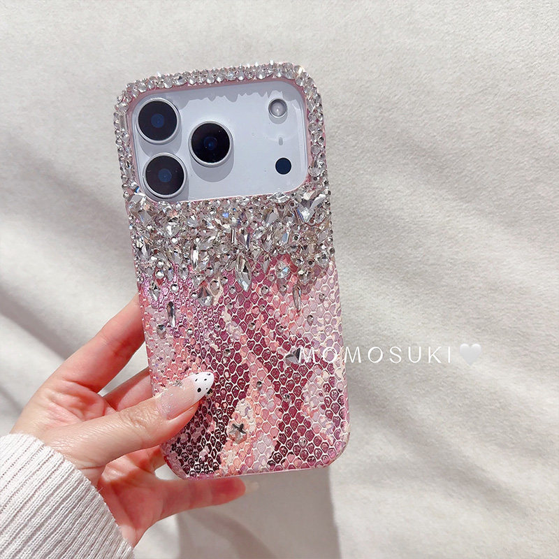新款爆闪17Promax轻奢粉皮纹手机壳16Pro高级立体水钻保护套15/14,个性定制/设计服务/DIY,手机壳/保护套定制,淘宝优惠券,粉丝福利购,淘宝优惠卷