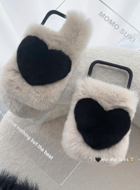 ins风新款高级简约亚麻灰17Promax獭兔毛绒皮草手机壳16Pro15/14