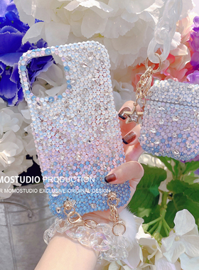 MOMO SUKI 原创爆闪多巴胺不灵不灵闪钻适用iPhone15Promax《星辰大海》14奢华水钻手机壳ins甜美挂链 13/12