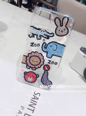 MOMO SUKI 奢华可爱卡通爆闪水钻手机壳适用iPhone16Promax苹果15Pro全包软边14/13小众创意保护套