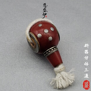 藏区回流料器分体三通文玩串珠diy配饰。对孔15*18*27mm