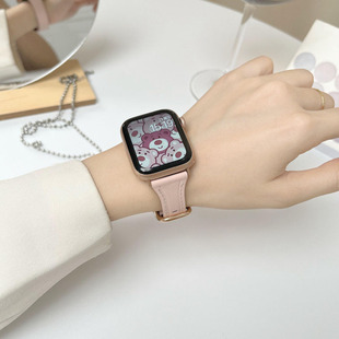 适用applewatch真皮小蛮腰表带iwatch7苹果复古表带3