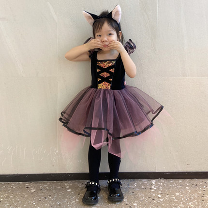 万圣节儿童服装小猫咪动物表演服女童波斯猫公主蓬蓬裙cos演出服