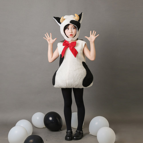 儿童卡通动物小奶牛表演服