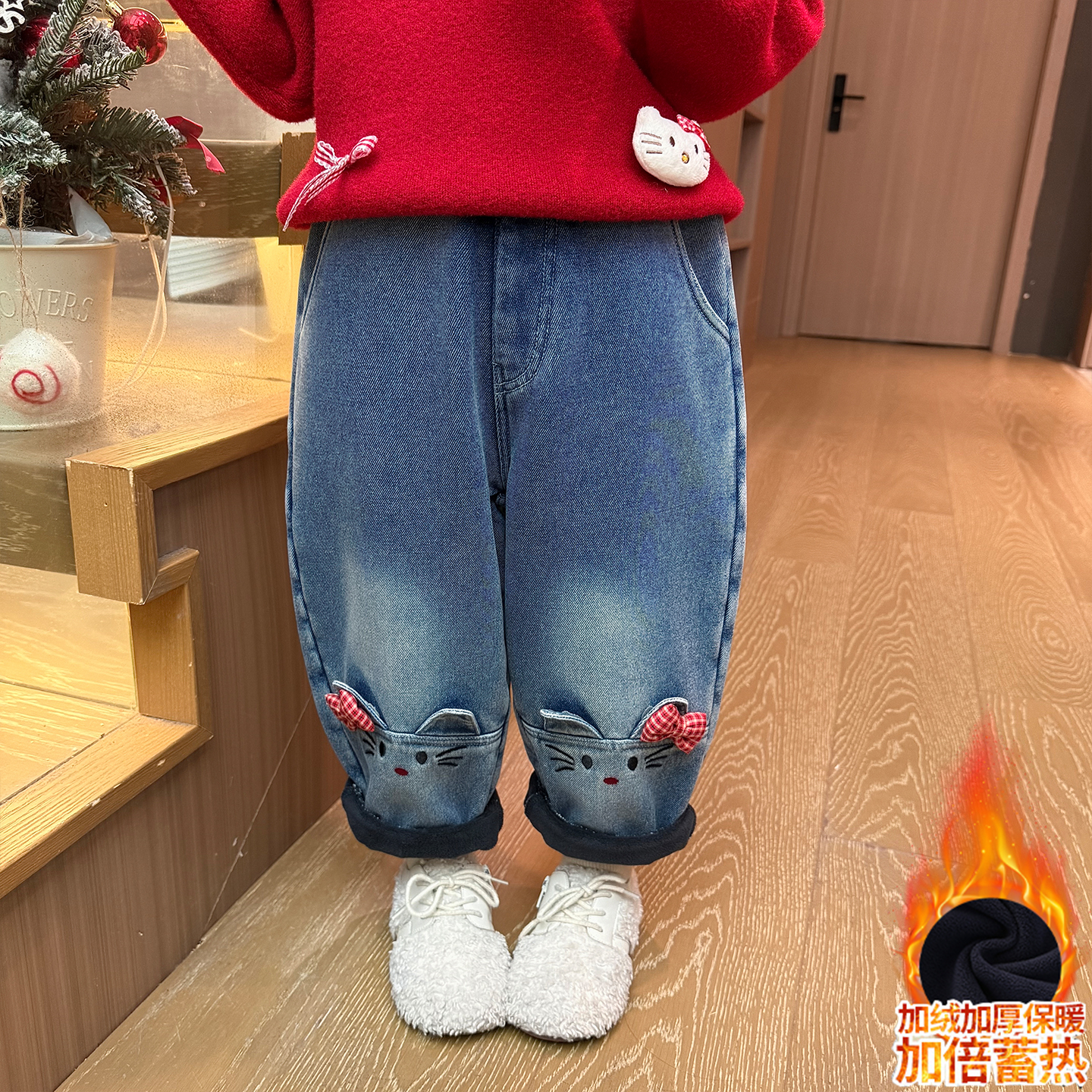 女童加绒裤子冬季新款